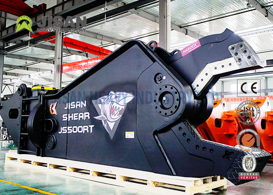 Excavator Scrap Hydraulic Shear สำหรับการรื้อรถ 60ton สำหรับโครงสร้างเหล็ก