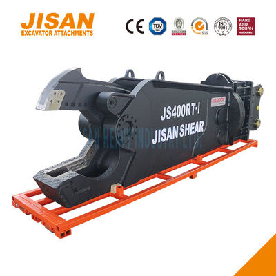 กรรไกรตัดโลหะสำหรับรถขุด JS400RT ออกแบบมาเพื่อประสิทธิภาพและความแข็งแรงสูงสุด วาล์วควบคุมความเร็วในการหมุน 360 องศา และแรงตัด 800T